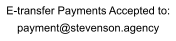 E-transfer Payments Accepted to: payment@stevenson.agency